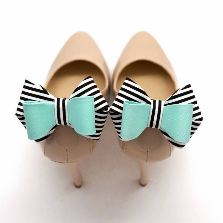 Kokardki do butów 3D Turquoise&Stripes