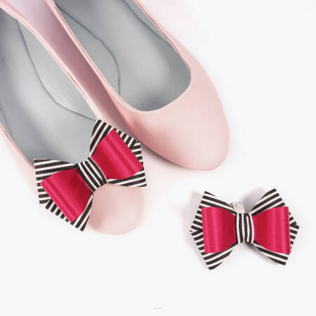 Kokardy na buty 3D Fuchsia&Stripes