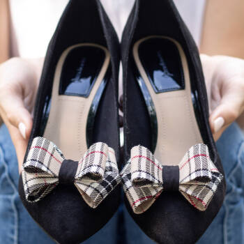 Kokardy do butów 3D L - Kratka Beżowa